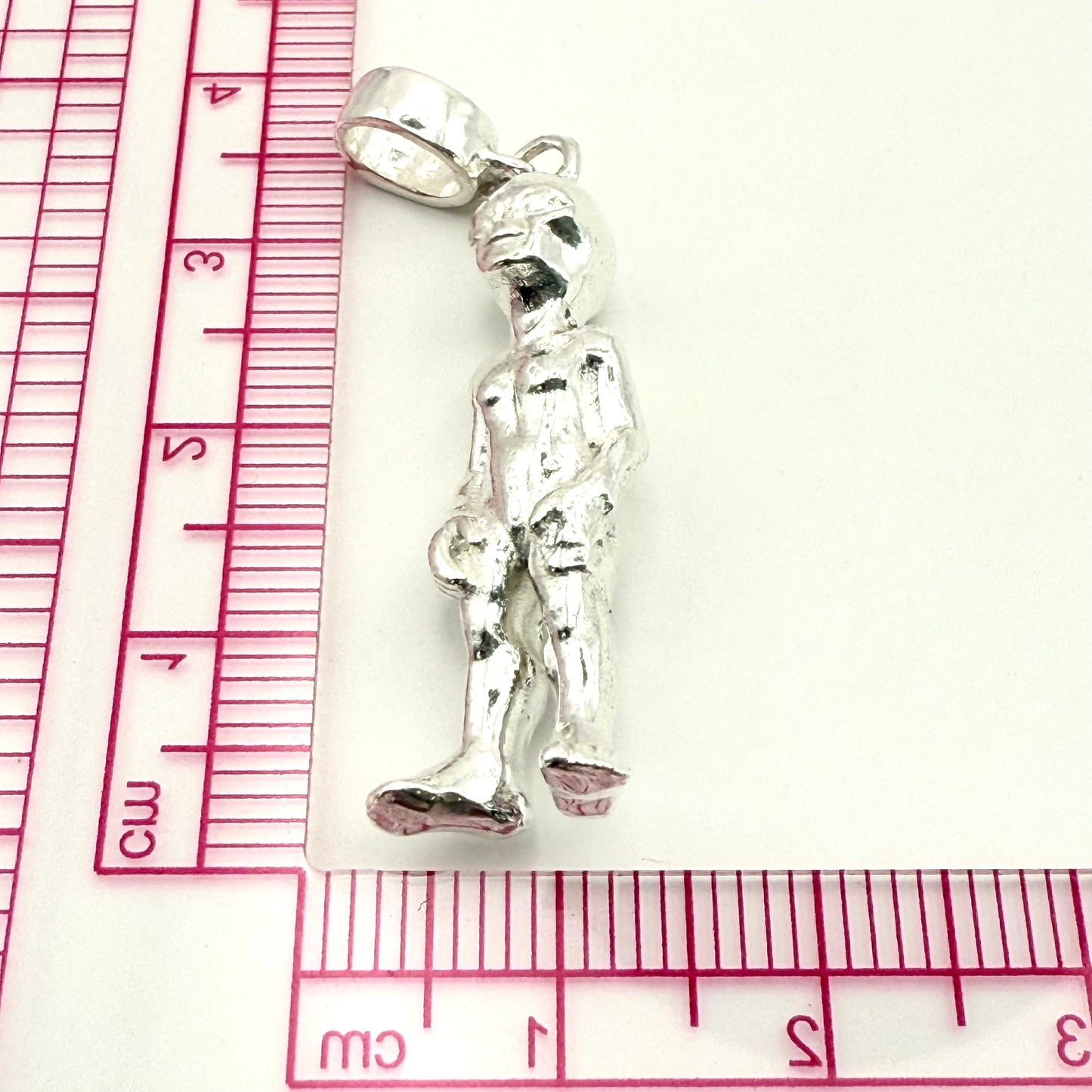 Solid Alien Pendant Sterling Silver 925