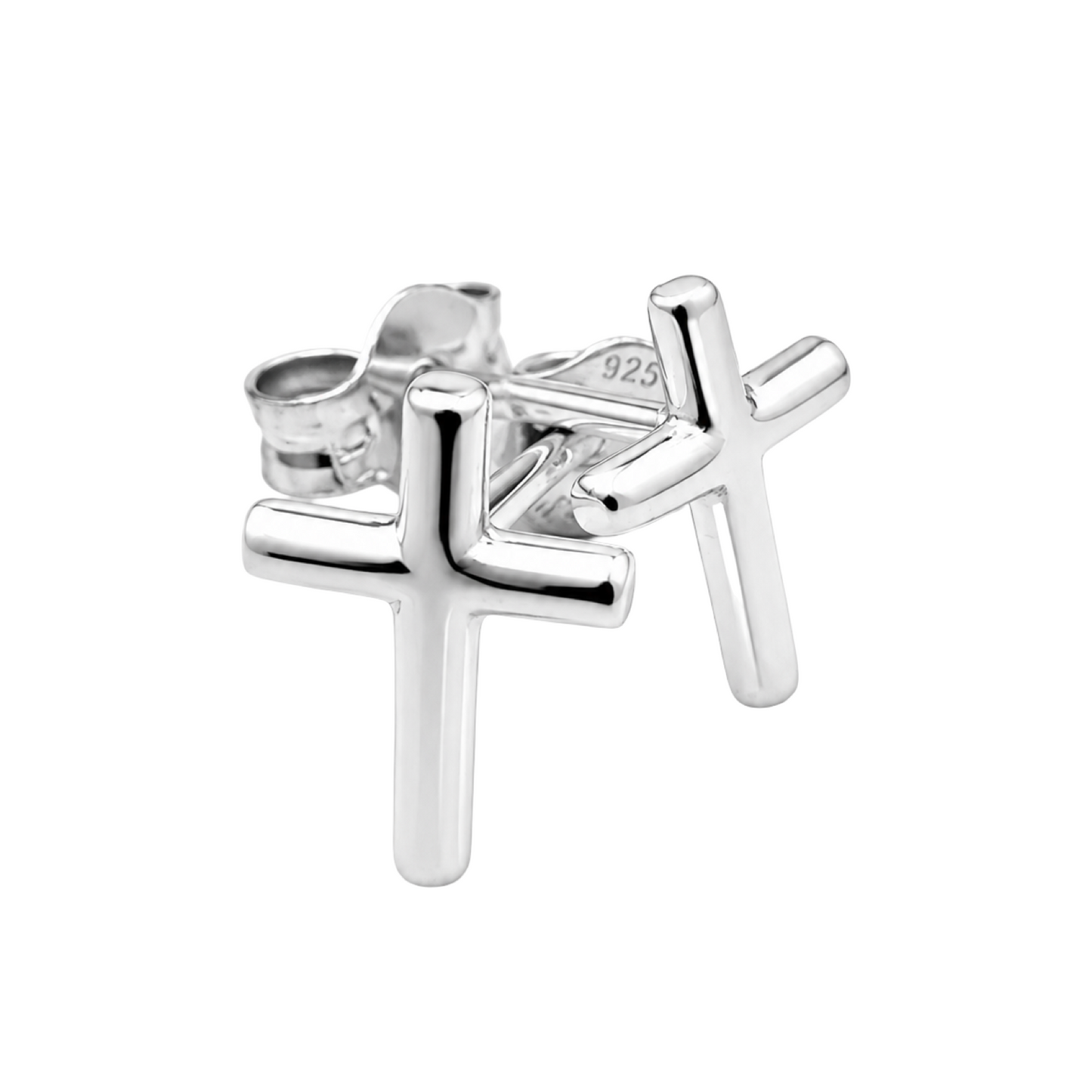 Cross Stud Earrings Sterling Silver 925