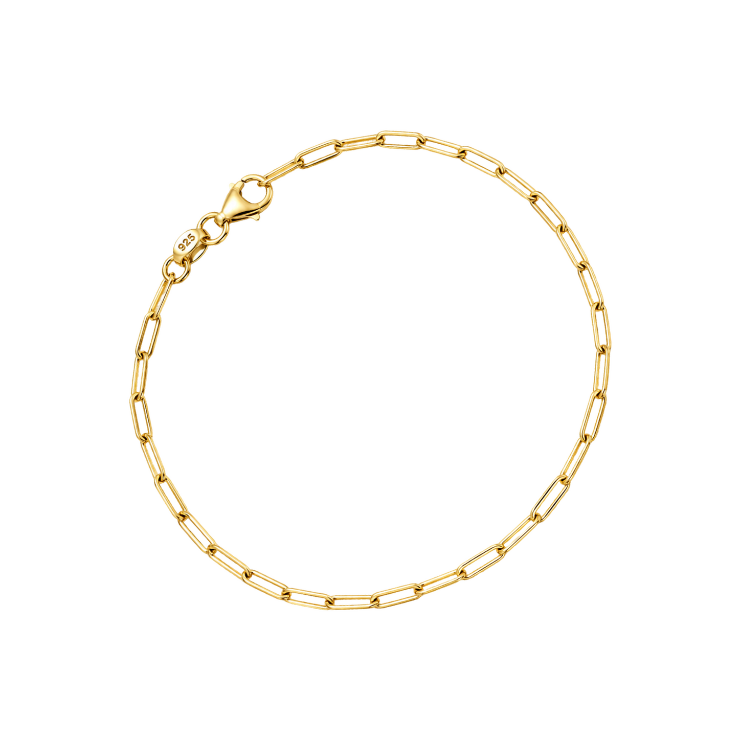 Gold-Plated Sterling Silver 925 Paperclip Bracelet