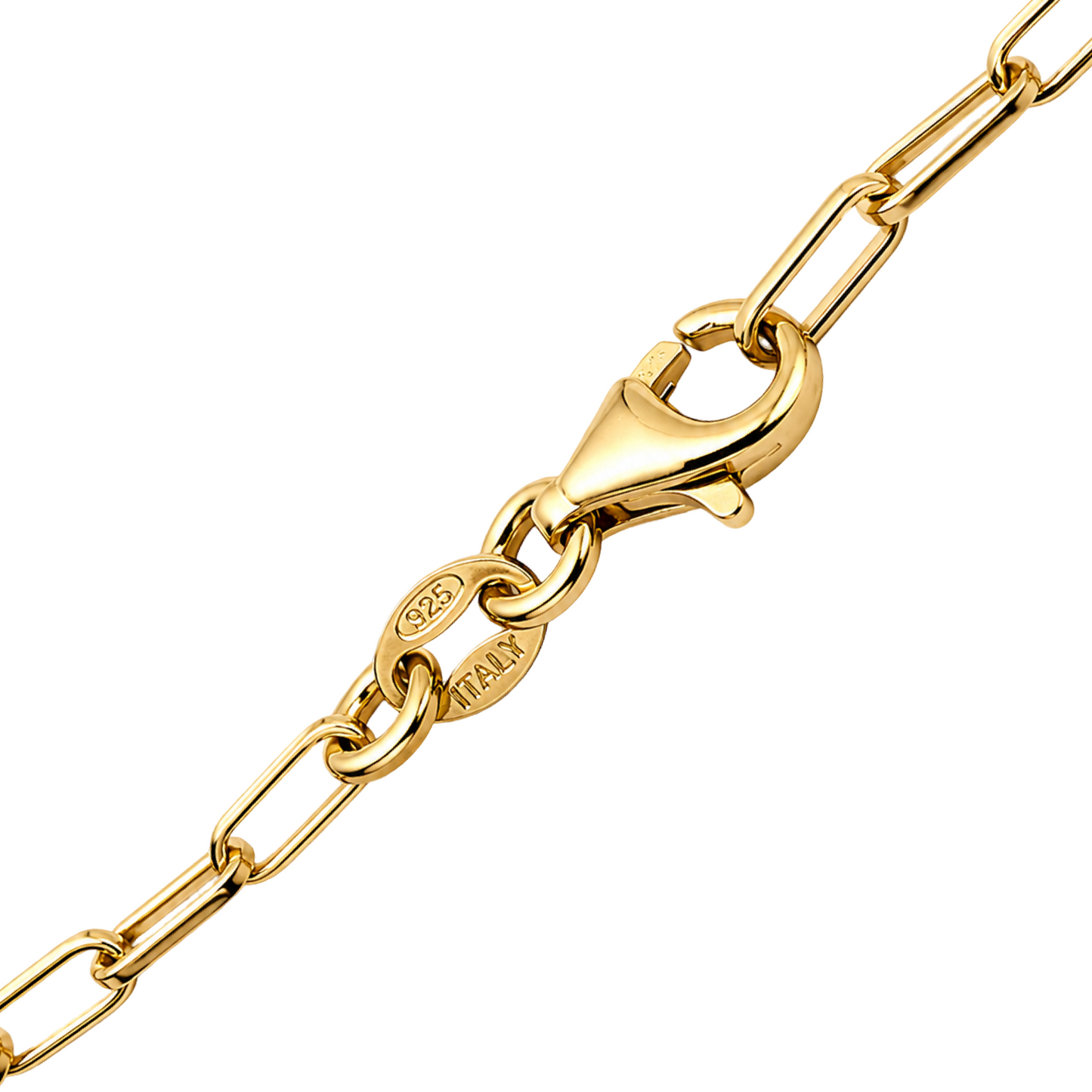 Gold-Plated Sterling Silver 925 Paperclip Bracelet