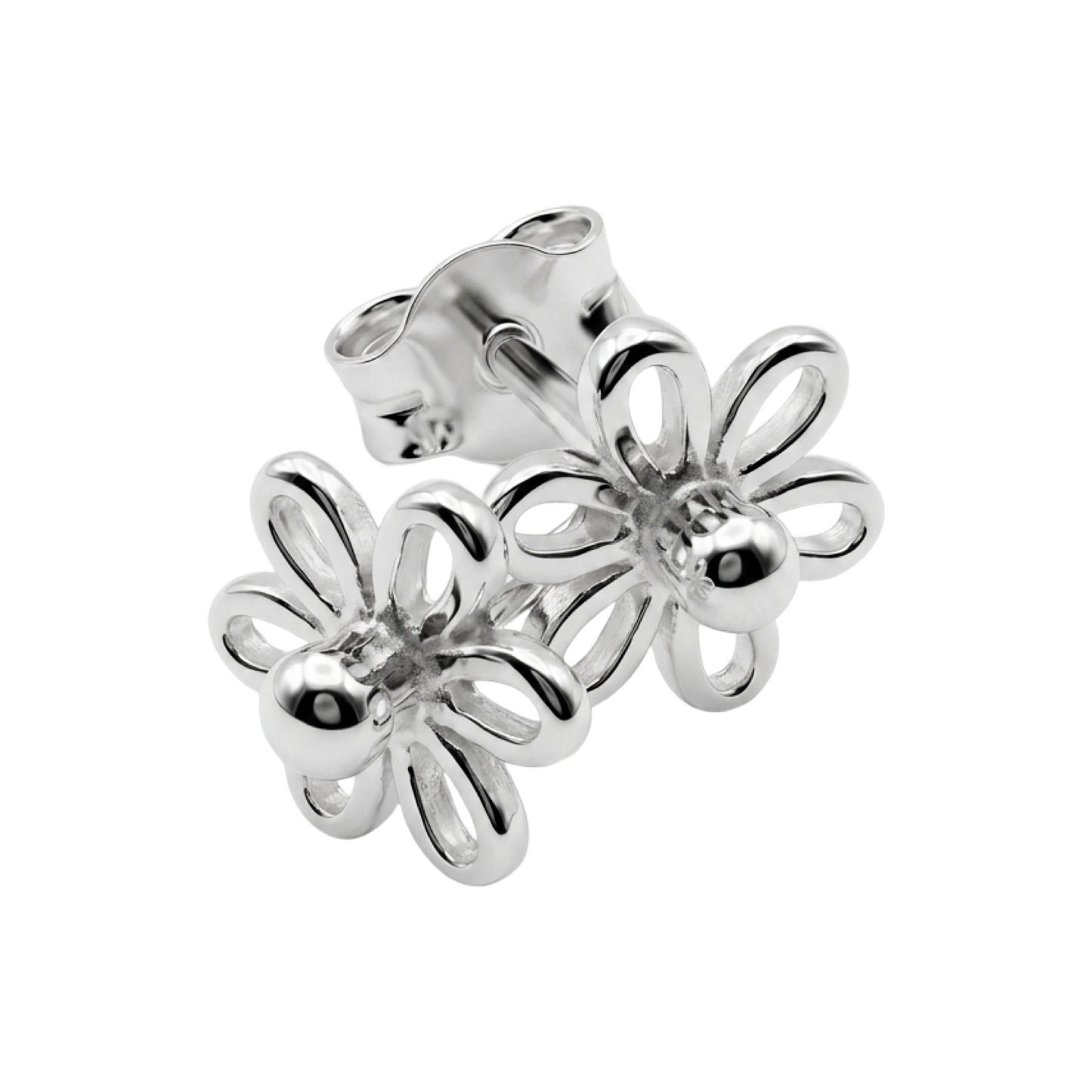 Daisy Flower Stud Earrings Sterling Silver 925