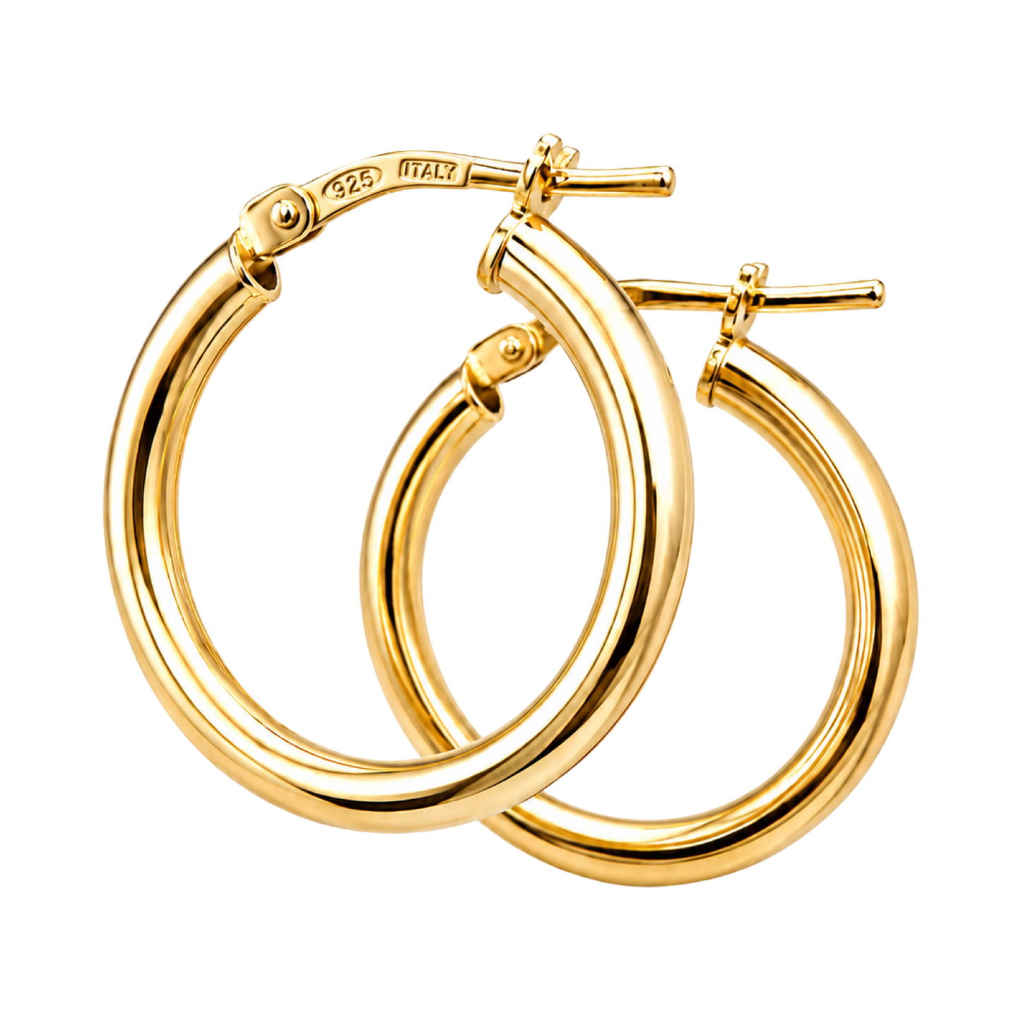 Gold-Plated Sterling Silver 925 Hoop Earrings