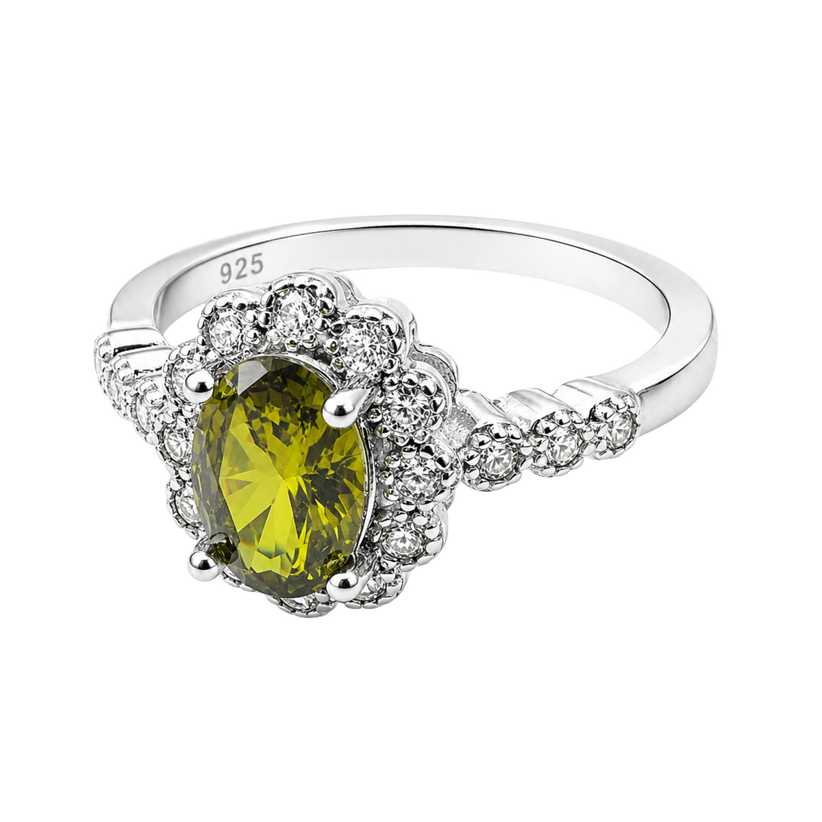 Deep Green Cubic Zirconia Ring Sterling Silver 925