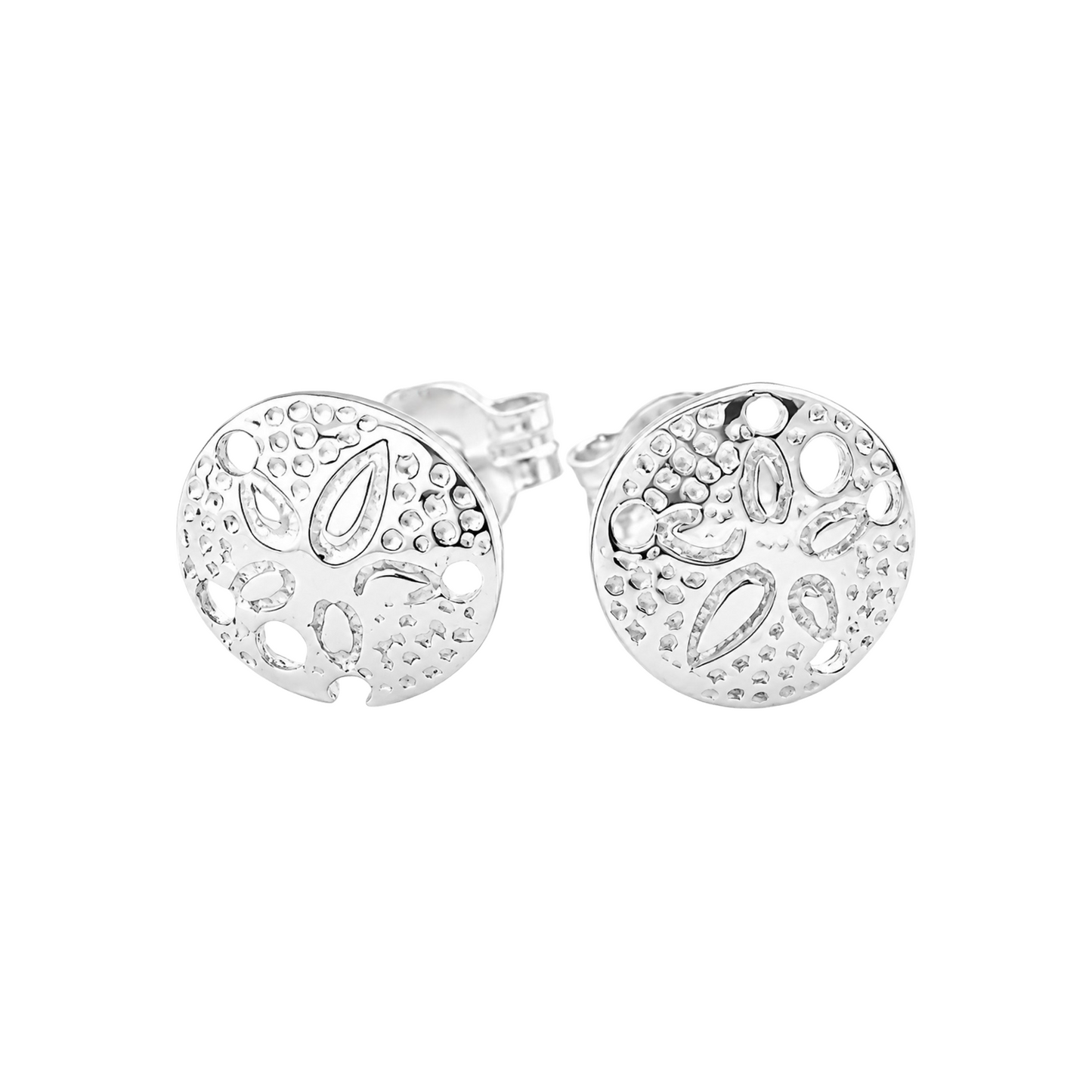 Sand Dollar Stud Earrings Sterling Silver 925
