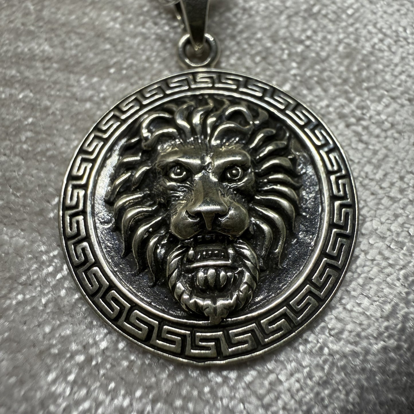 Greek-style Lion Head Sterling Silver 925 Pendant