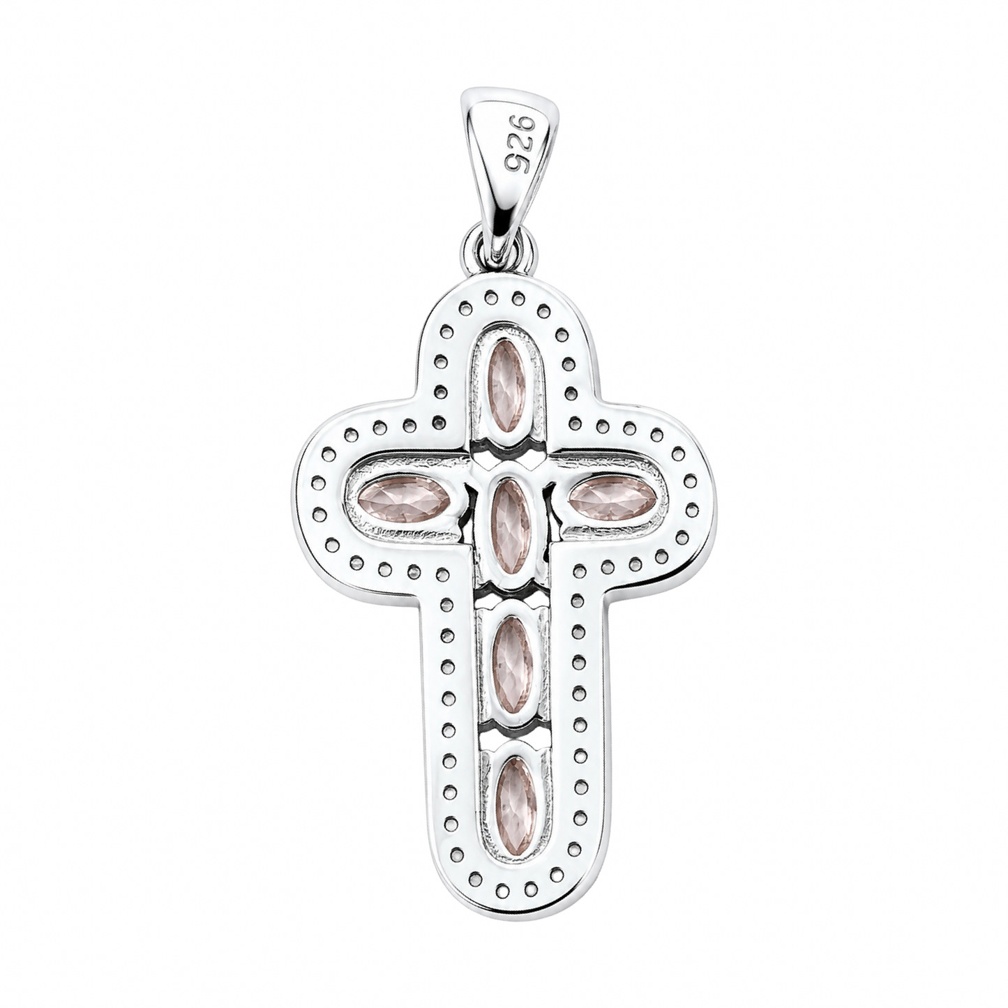 Blush Pink Cubic Zirconia Cross Sterling Silver 925 Pendant