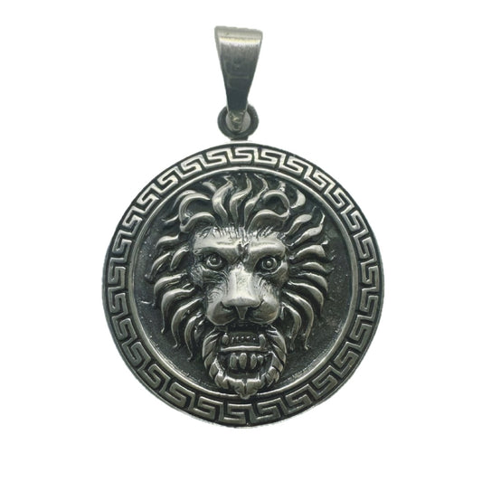 Greek-style Lion Head Sterling Silver 925 Pendant