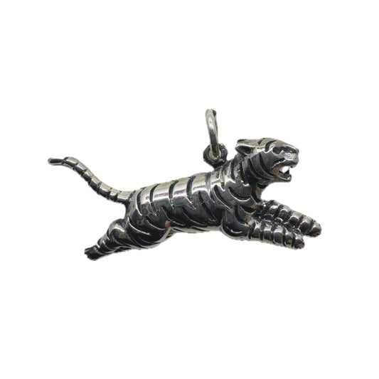 Pouncing Tiger Sterling Silver 925 Pendant