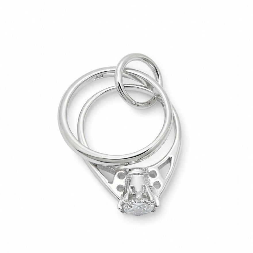 925 Sterling Silver Interlocking Ring Pendant