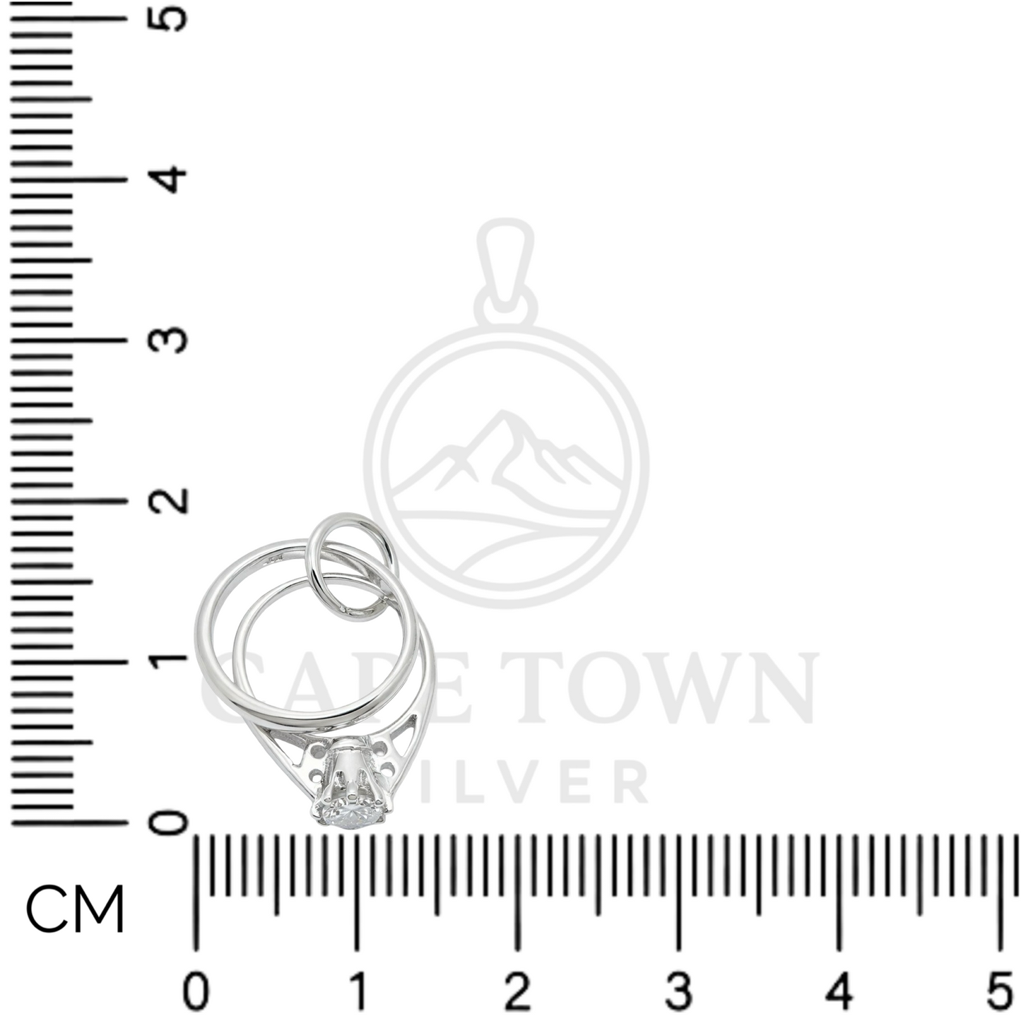 925 Sterling Silver Interlocking Ring Pendant
