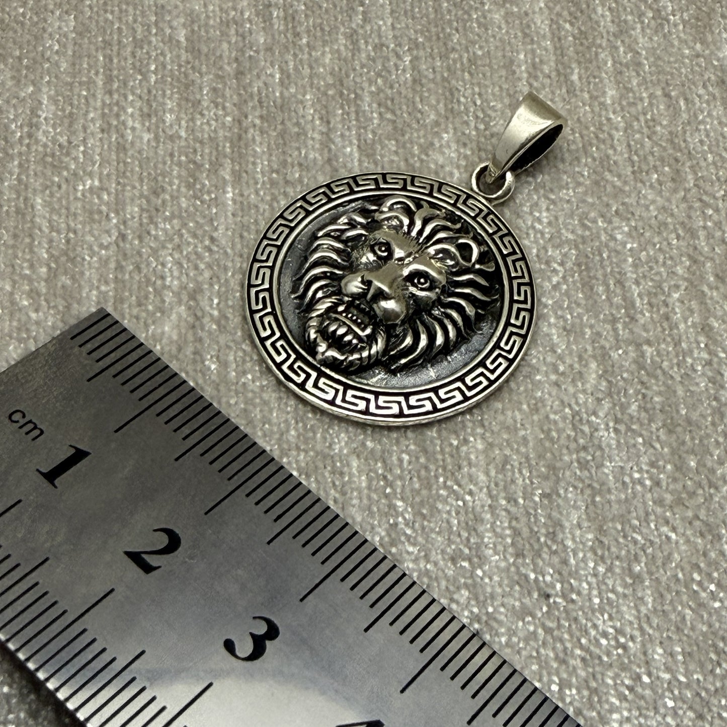 Greek-style Lion Head Sterling Silver 925 Pendant