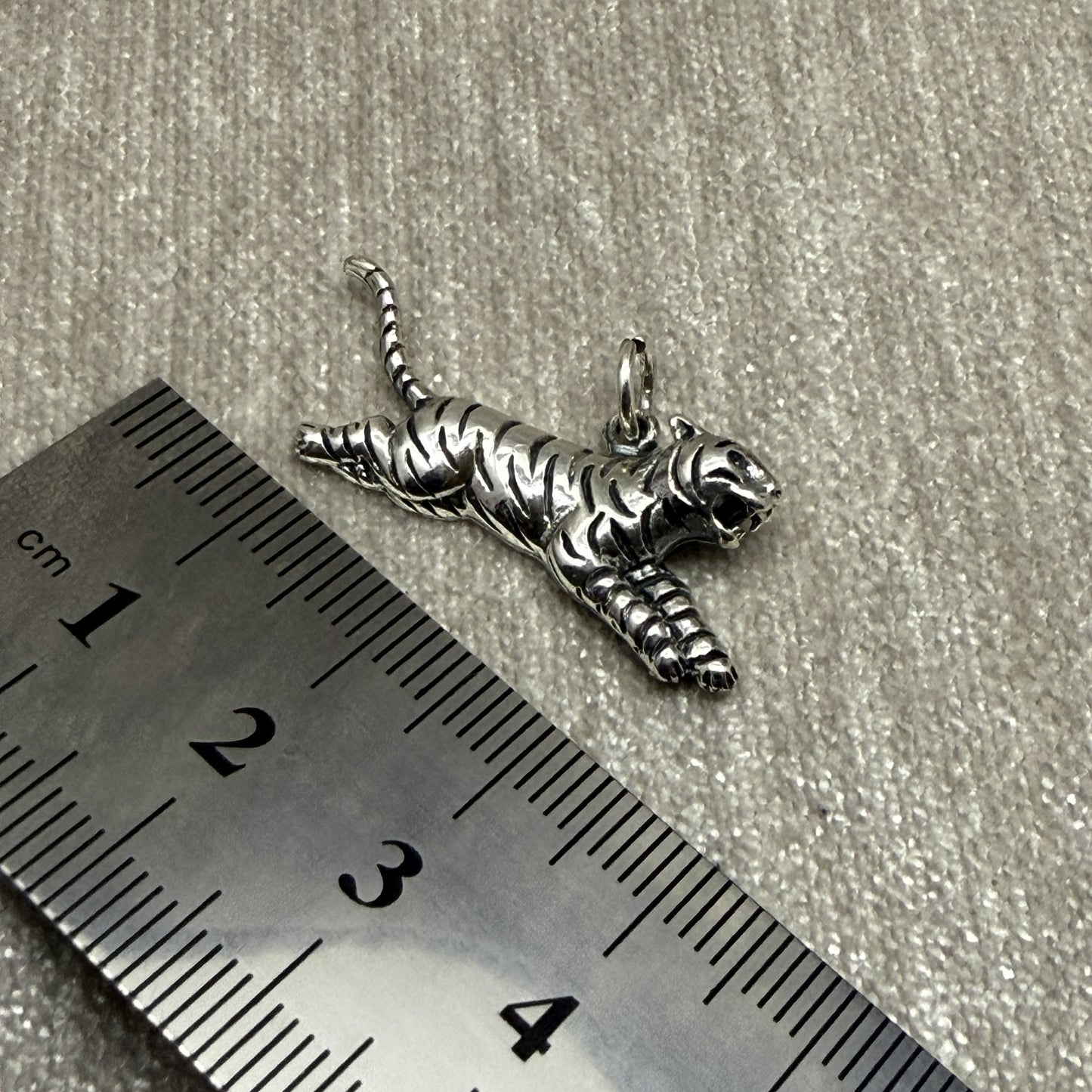 Pouncing Tiger Sterling Silver 925 Pendant