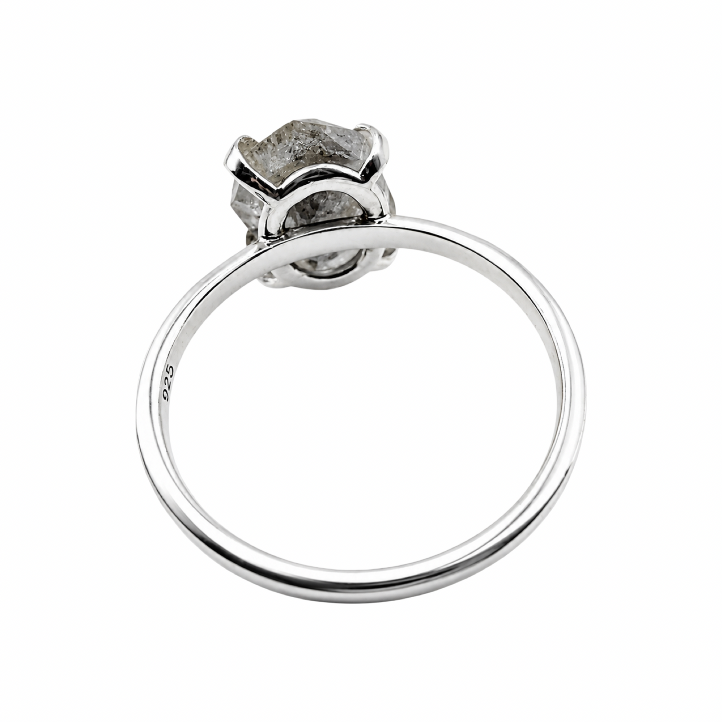 Raw Lodolite Quartz Statement Ring Sterling Silver 925 Q