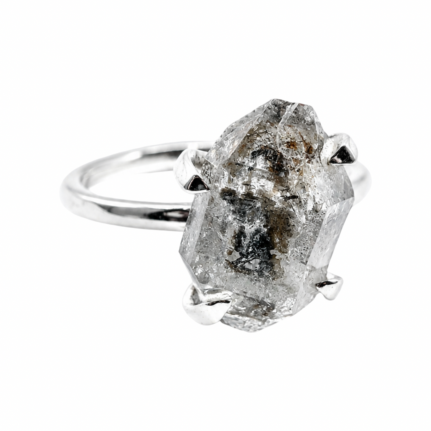 Raw Lodolite Quartz Statement Ring Sterling Silver 925 Q