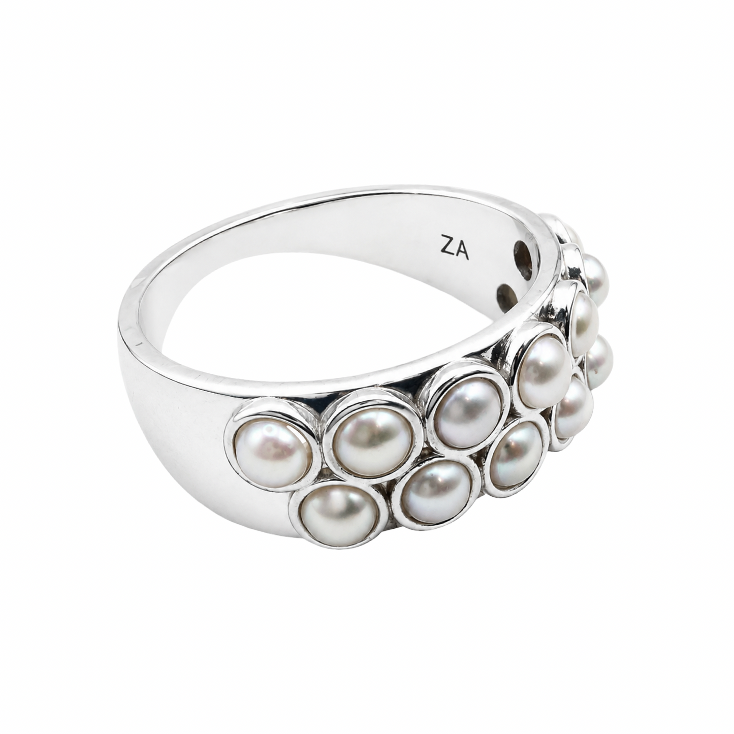 Double-Row Pearl Ring Sterling Silver 925