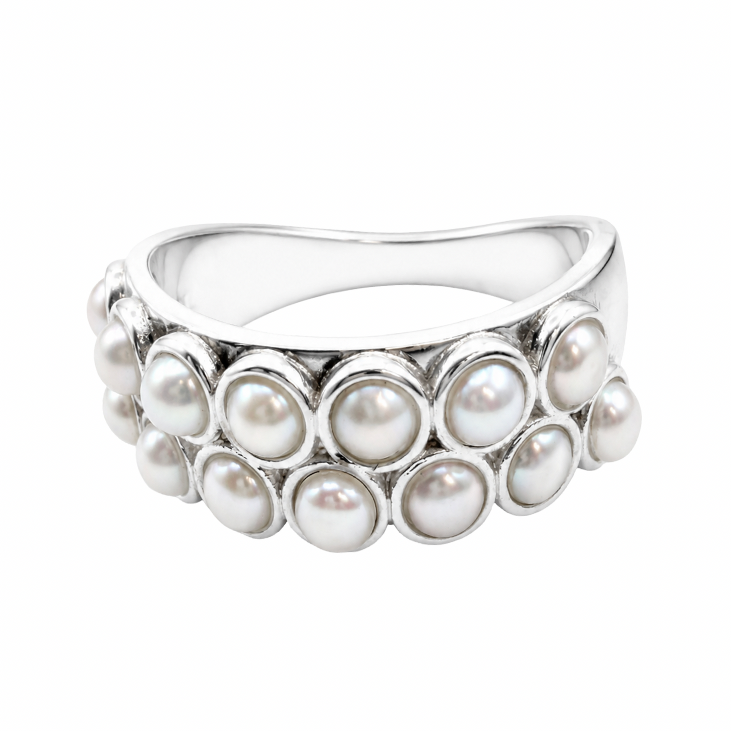 Double-Row Pearl Ring Sterling Silver 925