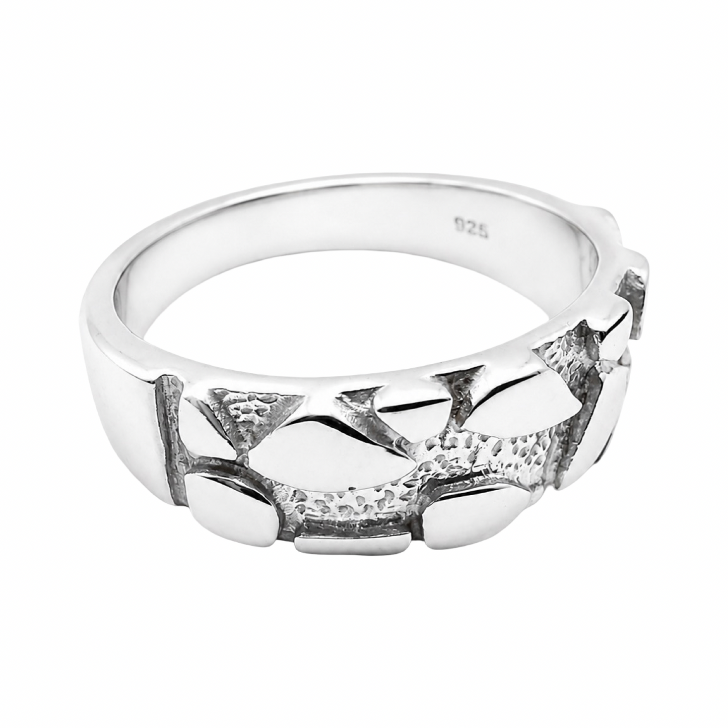 Textured Mosaic Band Ring Sterling Silver 925