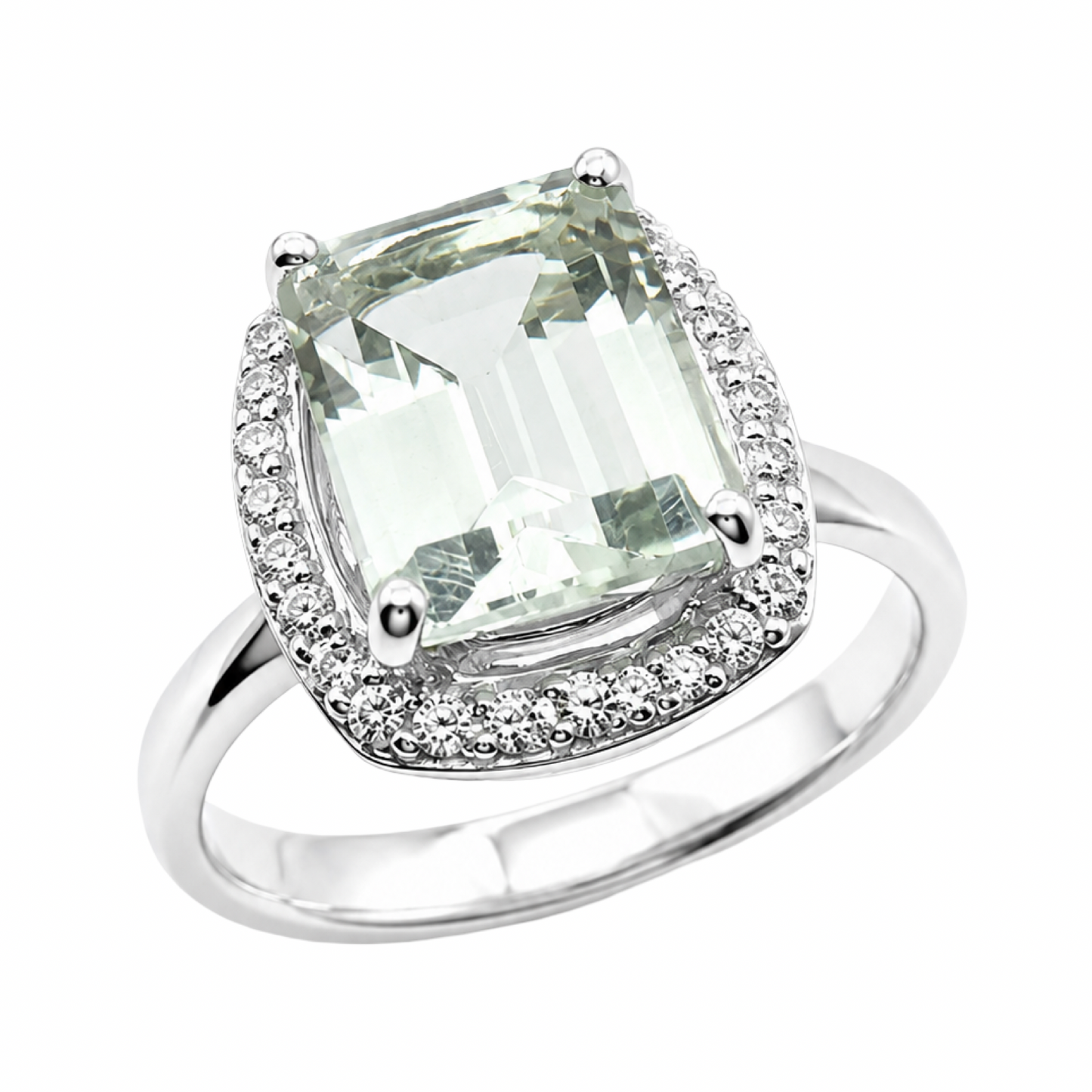 Green Tourmaline Halo Ring Sterling Silver 925