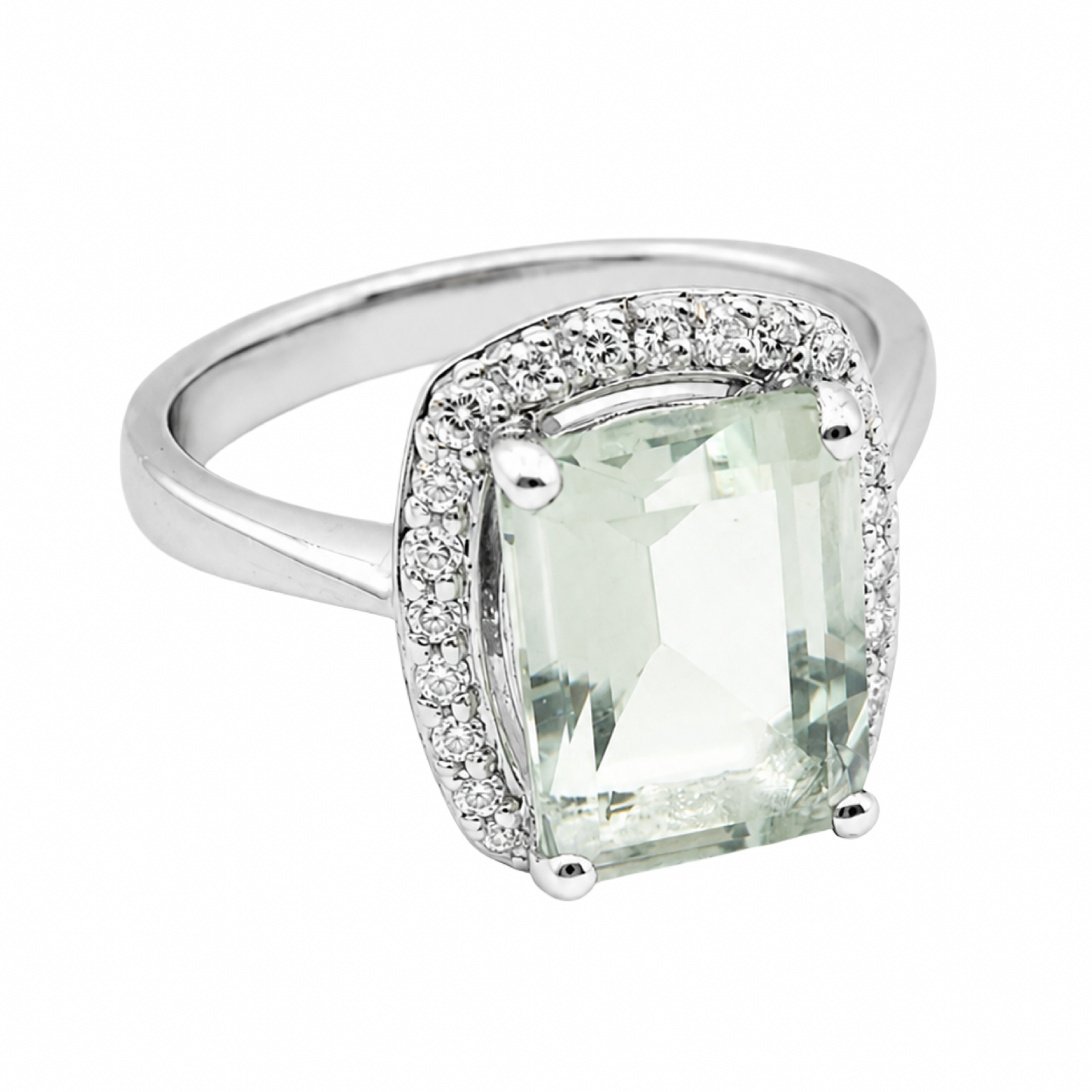 Green Tourmaline Halo Ring Sterling Silver 925