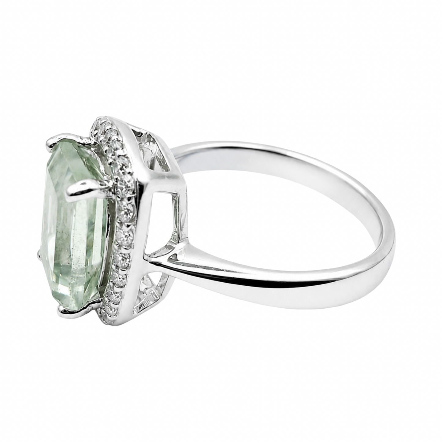 Green Tourmaline Halo Ring Sterling Silver 925