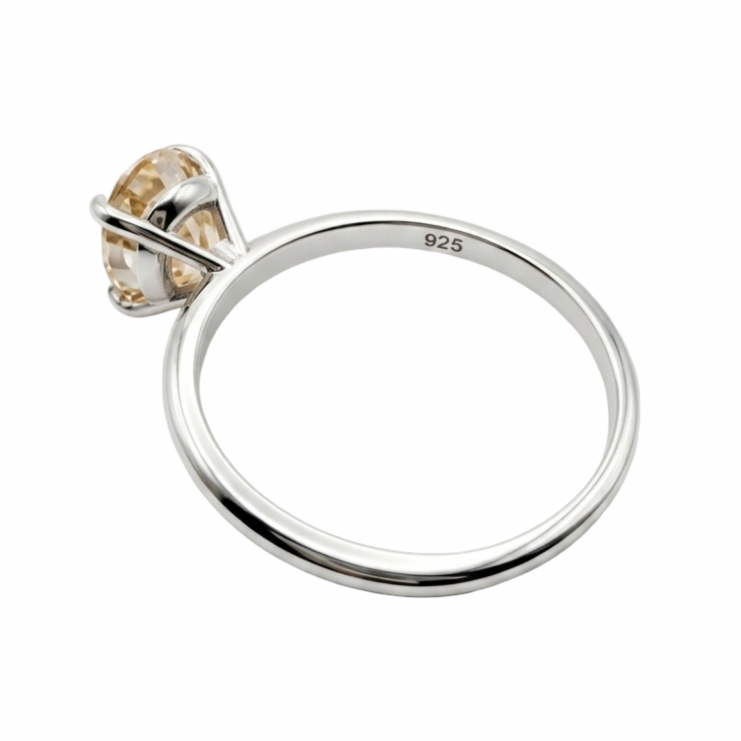 Oval Champagne Moissanite Solitaire Ring Sterling Silver 925