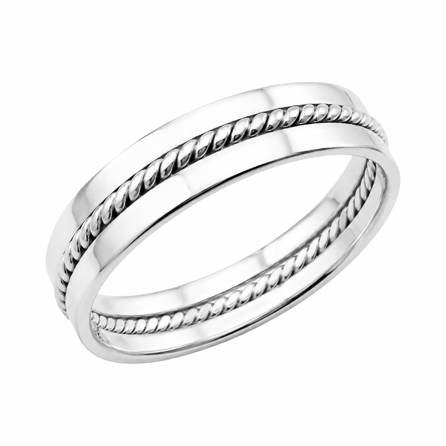 Twisted Rope Inlay Band Ring Sterling Silver 925