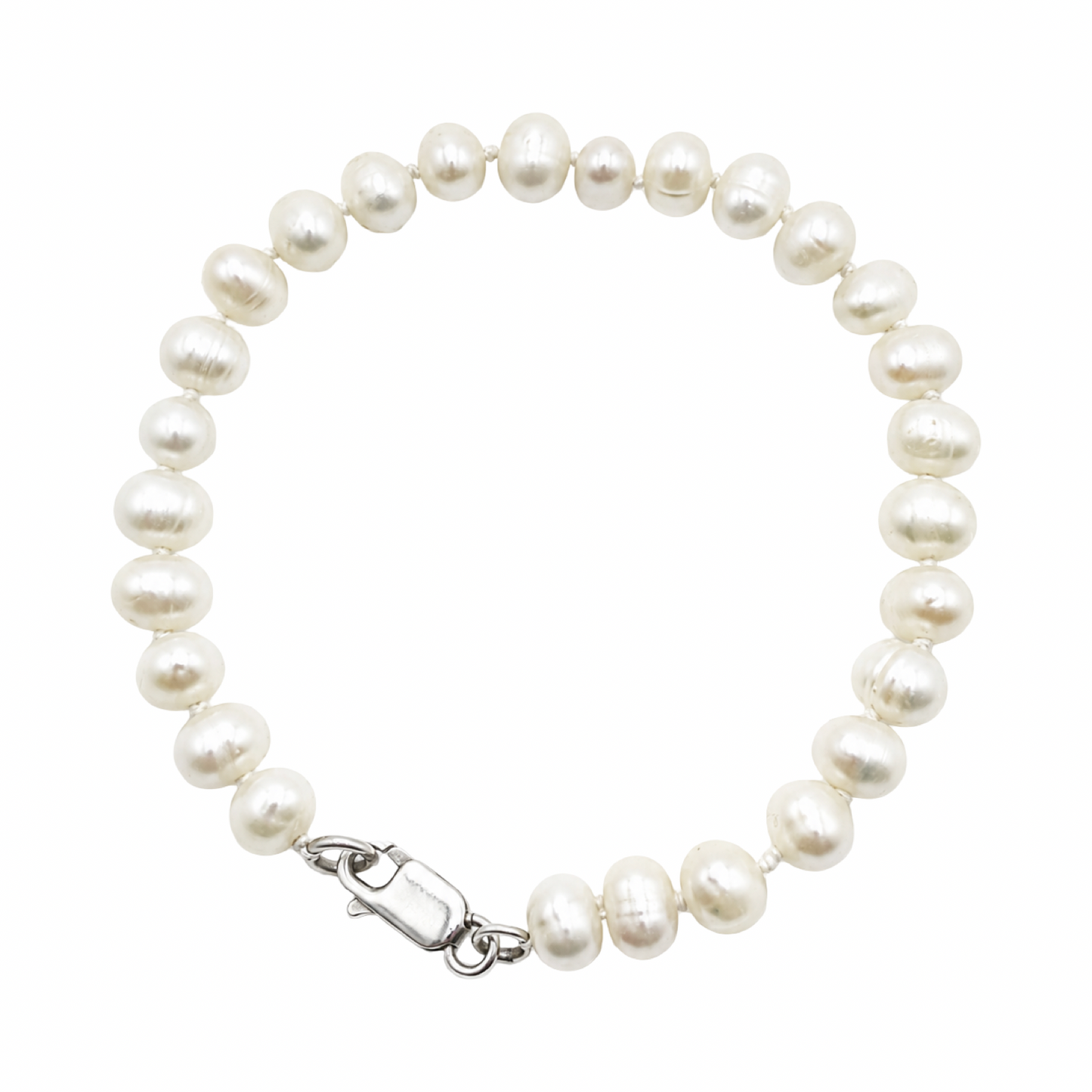 Natural Freshwater Pearl Bracelet with Sterling Silver Clasp (19cm)