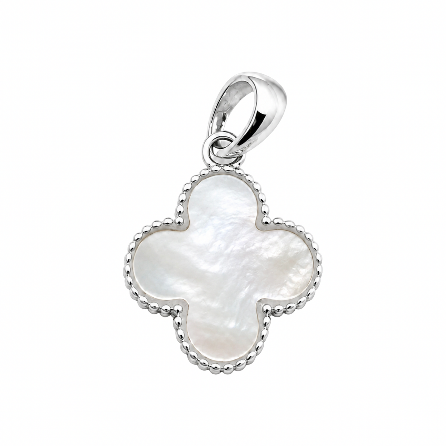 Mother-of-Pearl Agate Clover Pendant Sterling Silver 925