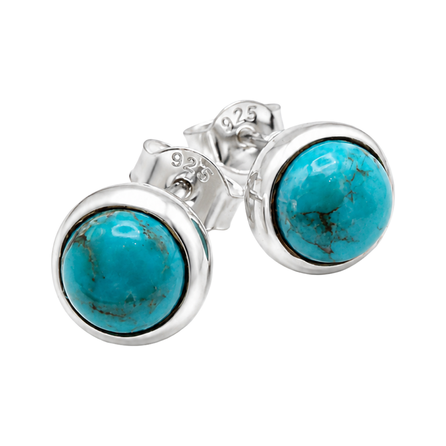 Turquoise Stud Earrings Sterling Silver 925