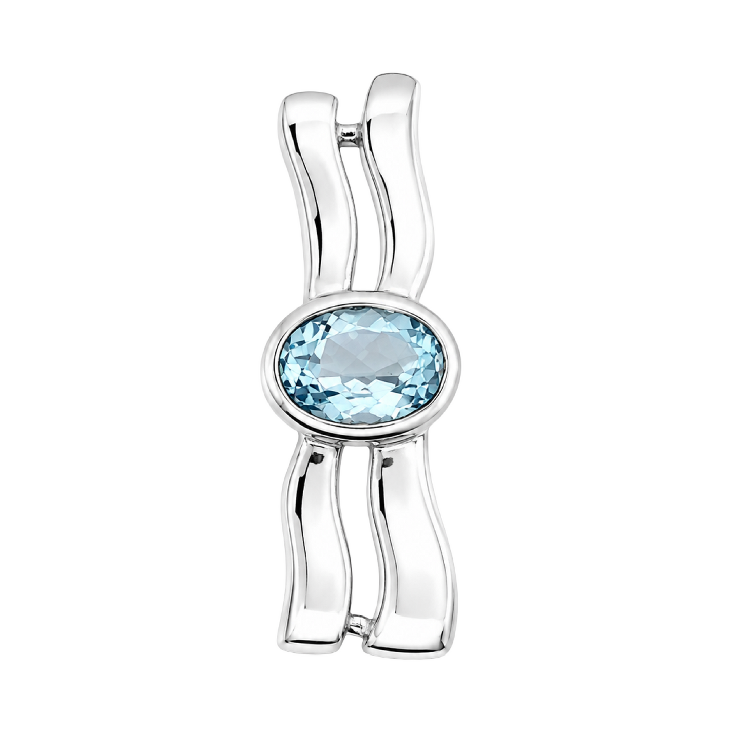 Sky-blue Topaz Wave Pendant Sterling Silver 925