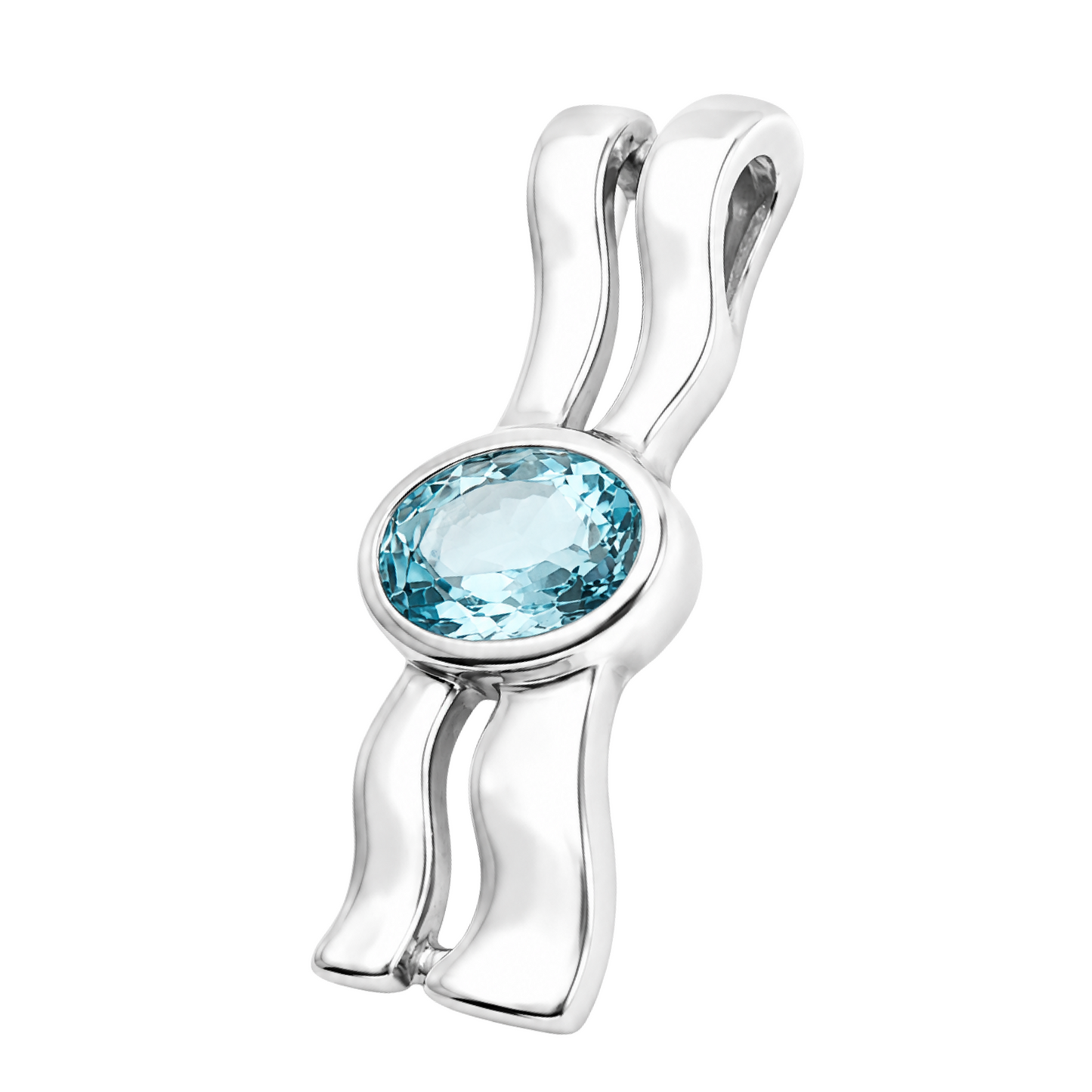 Sky-blue Topaz Wave Pendant Sterling Silver 925