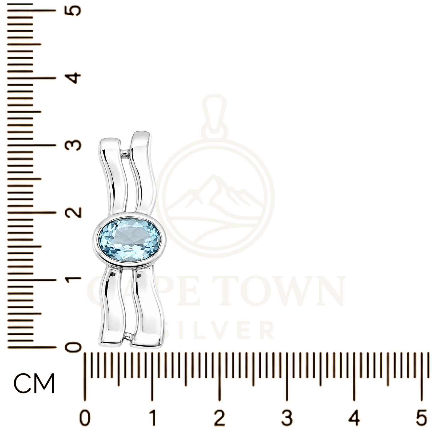 Sky-blue Topaz Wave Pendant Sterling Silver 925