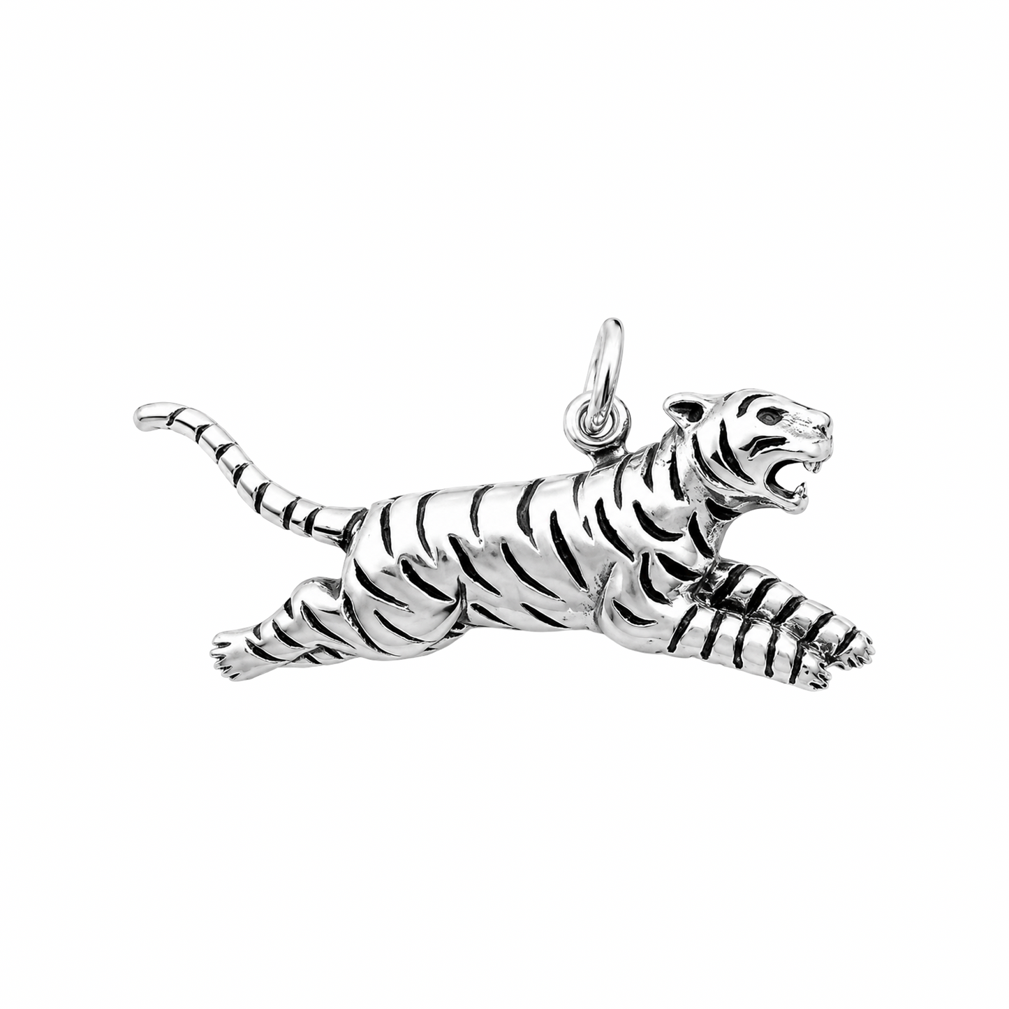 Pouncing Tiger Sterling Silver 925 Pendant