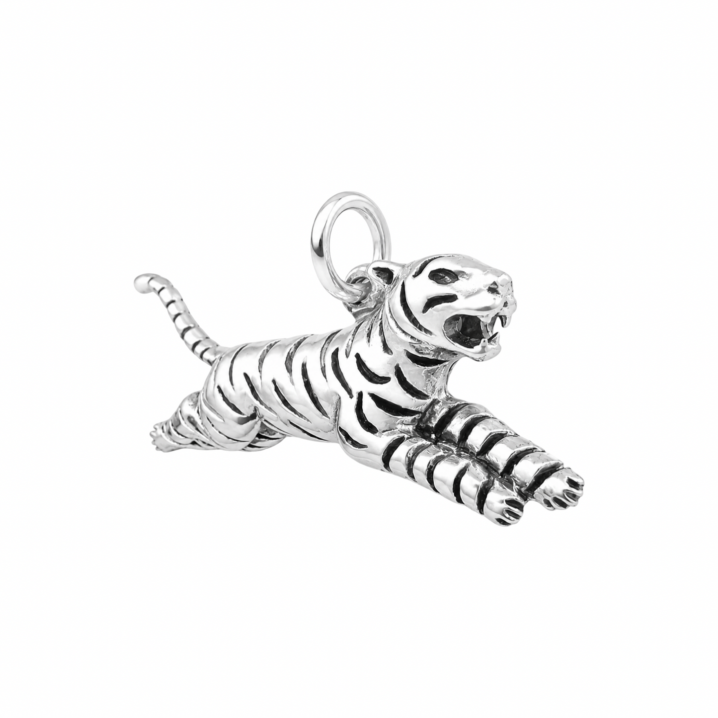 Pouncing Tiger Sterling Silver 925 Pendant