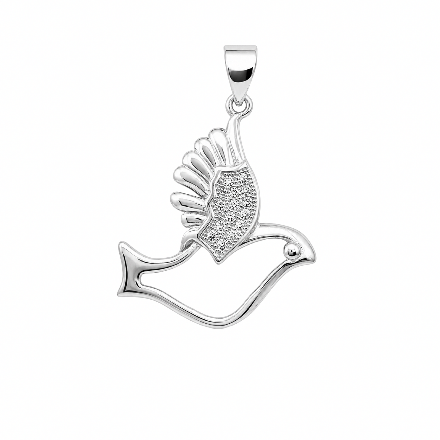 Dove Cubic Zirconia Sterling Silver 925 Pendant