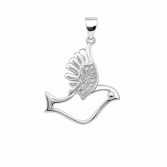 Dove Cubic Zirconia Sterling Silver 925 Pendant