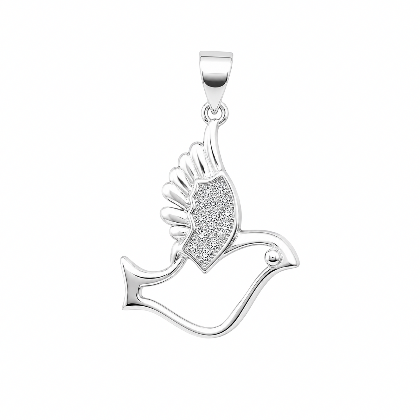 Dove Cubic Zirconia Sterling Silver 925 Pendant