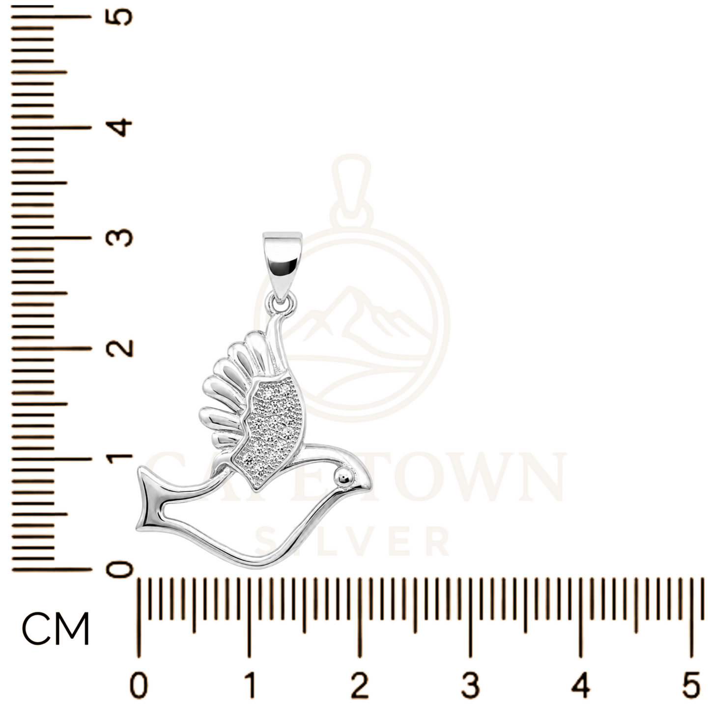 Dove Cubic Zirconia Sterling Silver 925 Pendant