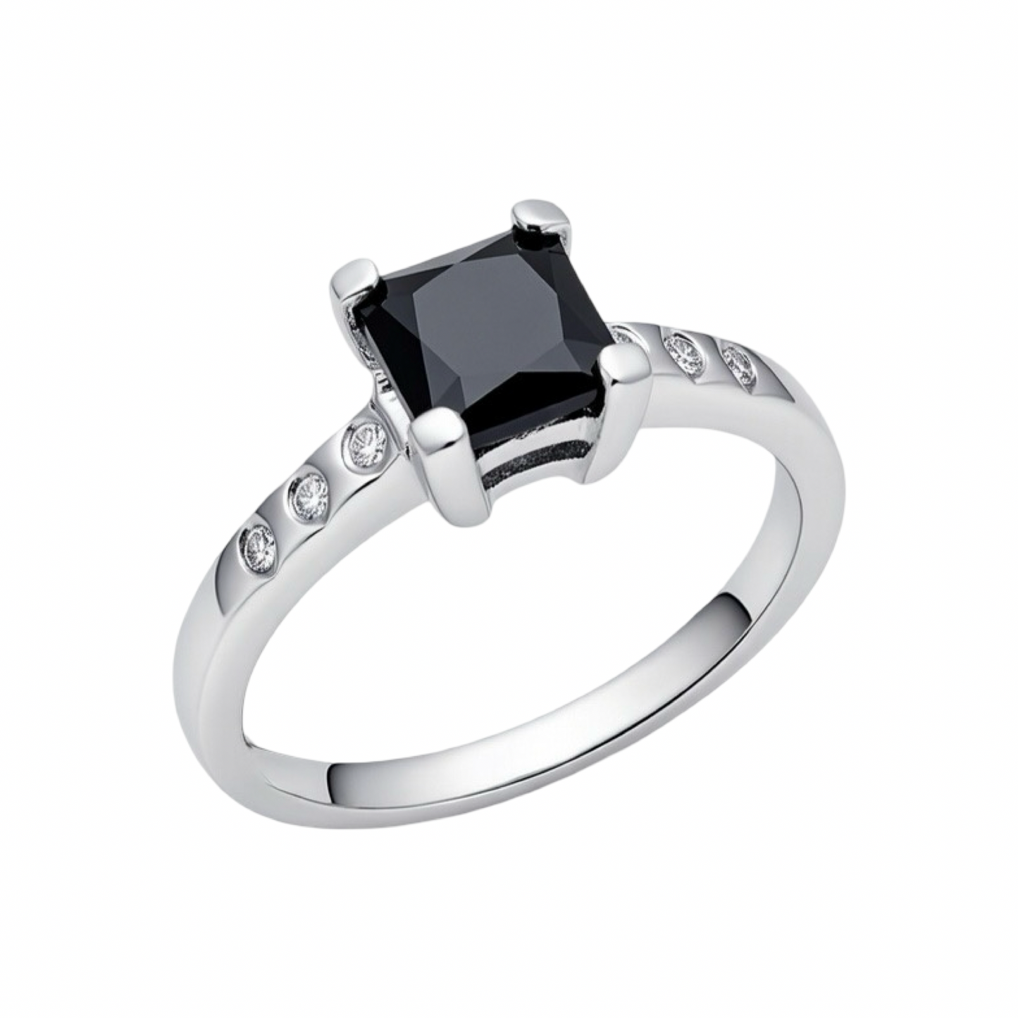 Princess-Cut Midnight Solitaire 18ct White Gold Diamond Ring