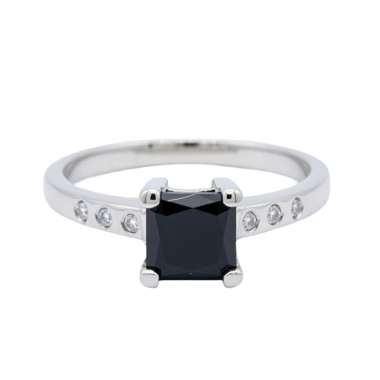 Princess-Cut Midnight Solitaire 18ct White Gold Diamond Ring
