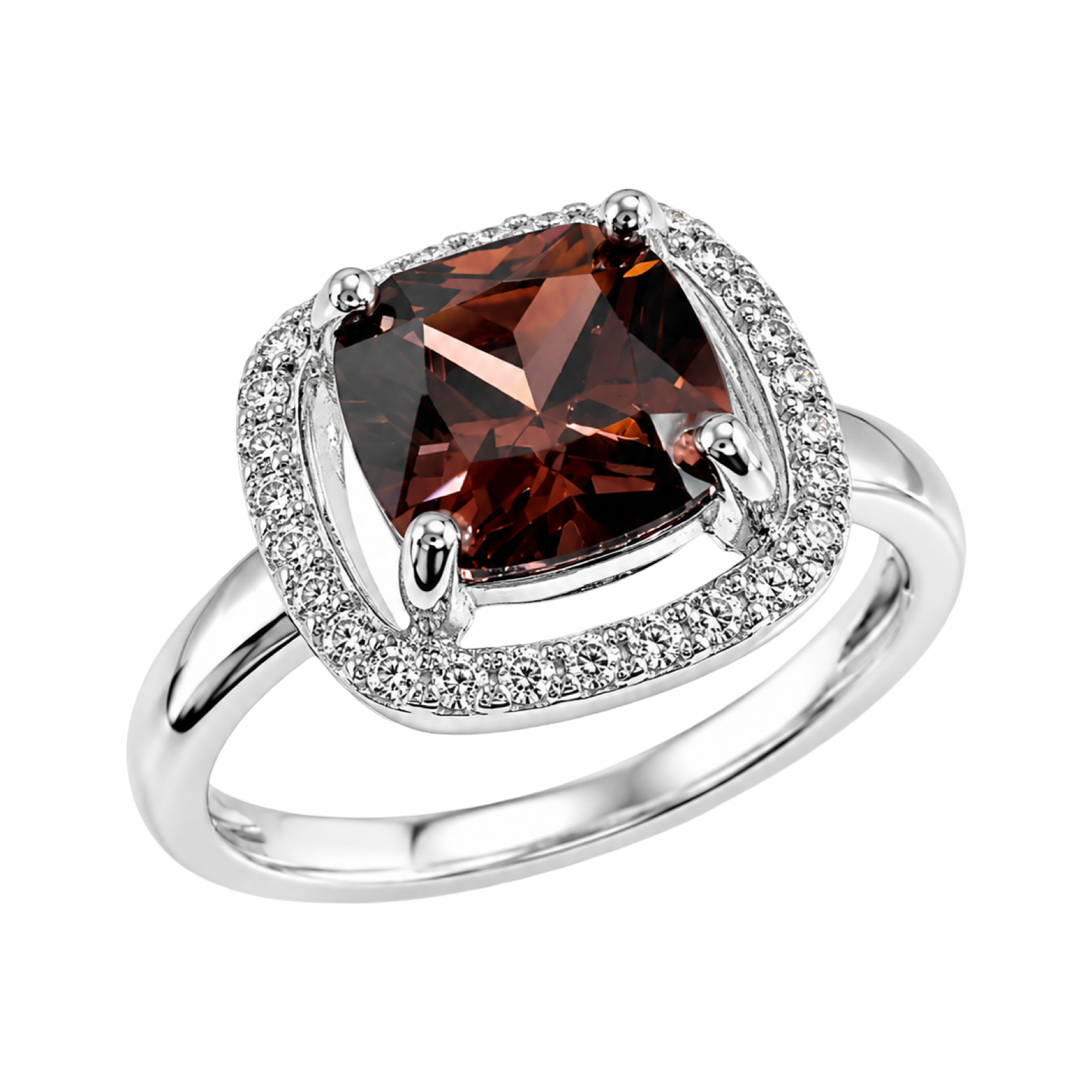 Plum Pink Cubic Zirconia Ring Sterling Silver 925