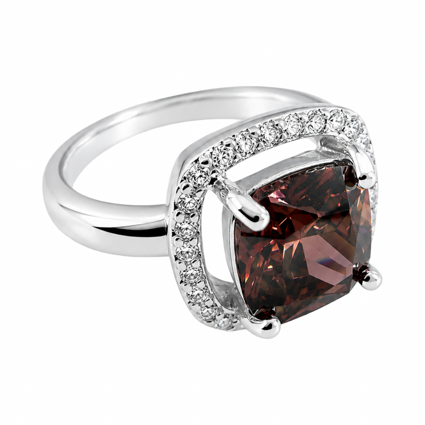 Plum Pink Cubic Zirconia Ring Sterling Silver 925