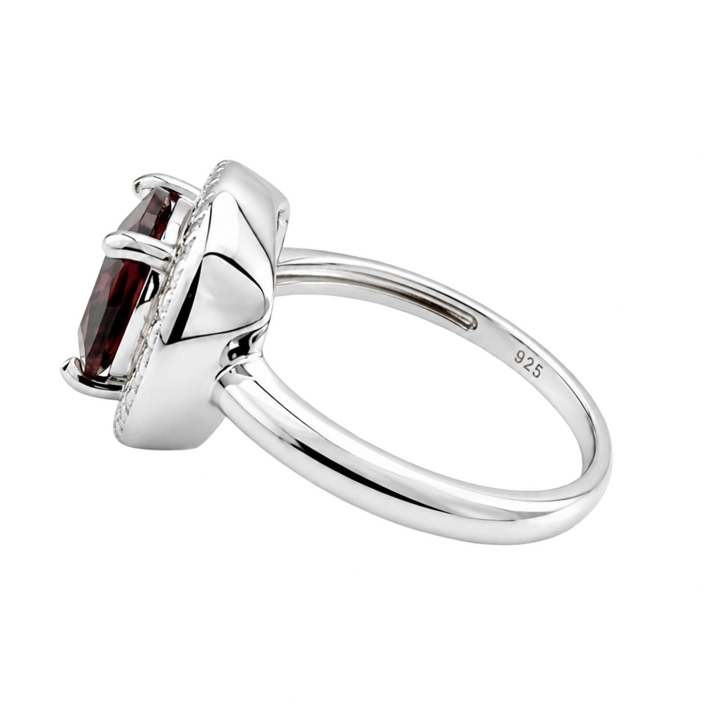 Plum Pink Cubic Zirconia Ring Sterling Silver 925