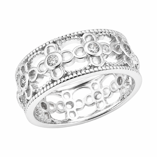 Clover Cubic Zirconia Ring Sterling Silver 925