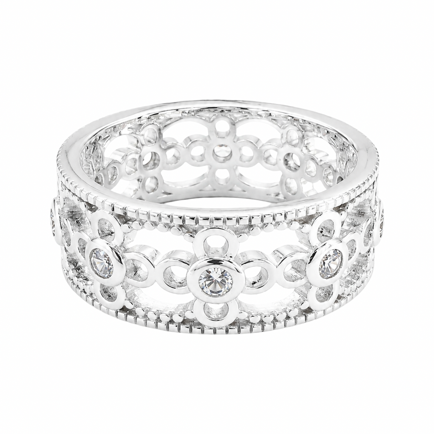 Clover Cubic Zirconia Ring Sterling Silver 925