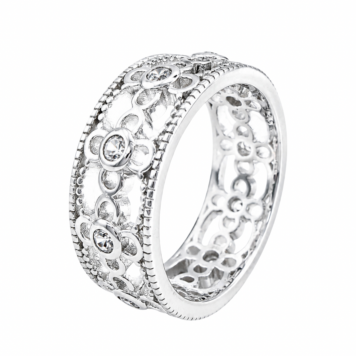 Clover Cubic Zirconia Ring Sterling Silver 925