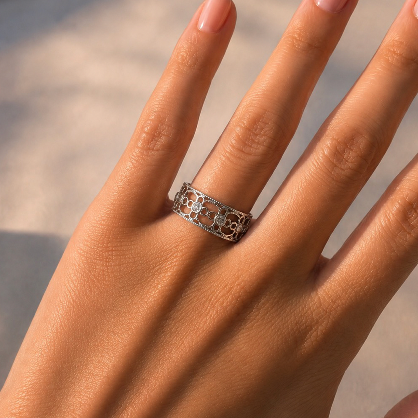 Clover Cubic Zirconia Ring Sterling Silver 925