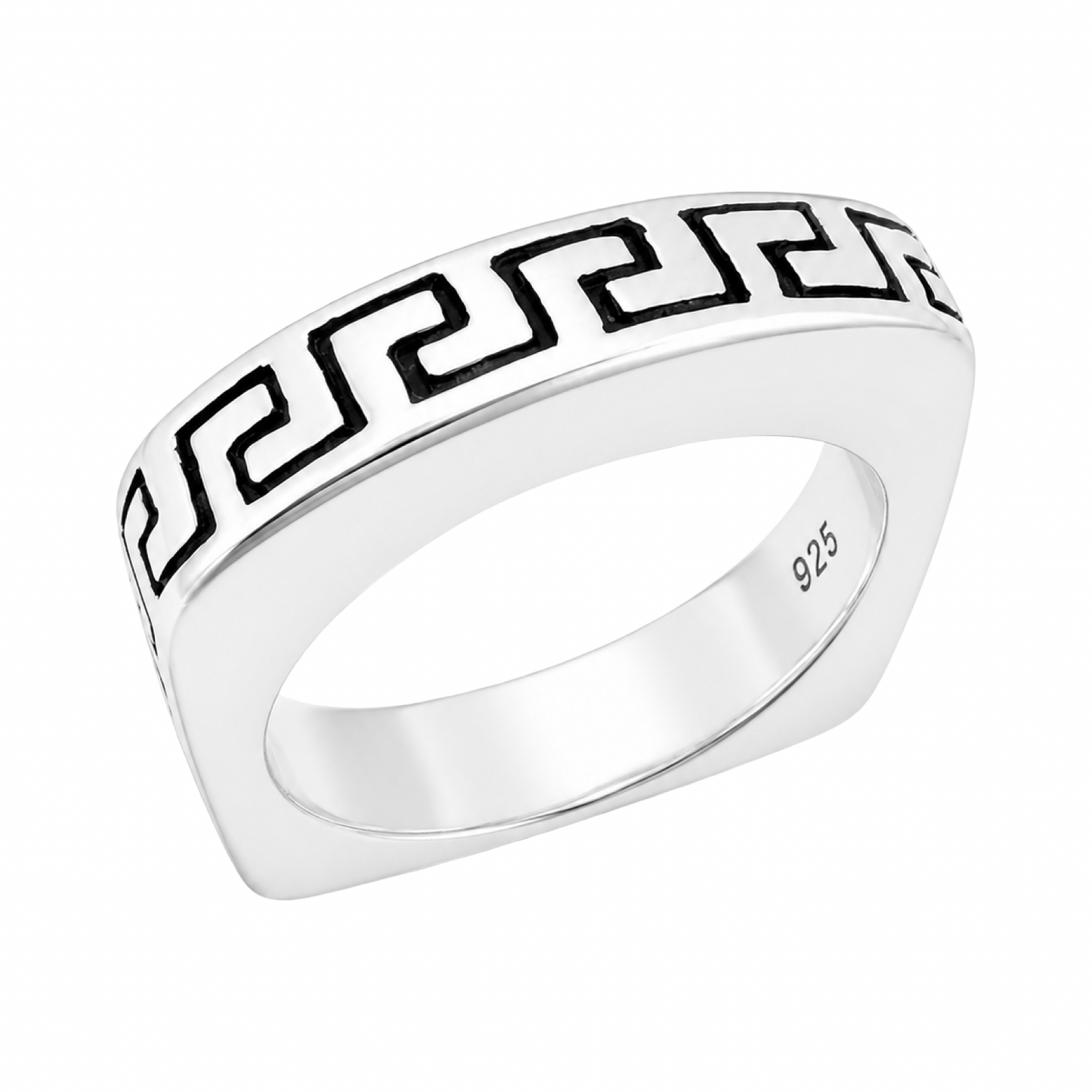 925 Sterling Silver Classical Greek Meander Design Ring