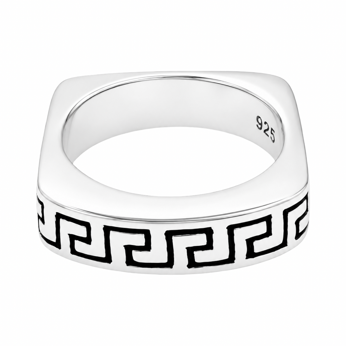 925 Sterling Silver Classical Greek Meander Design Ring