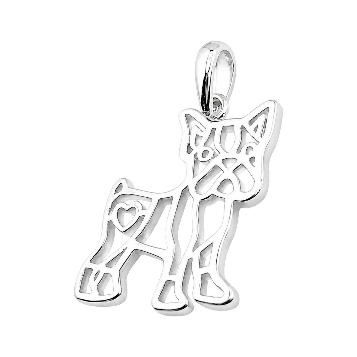 Boston Terrier Silhouette Pendant Sterling Silver 925